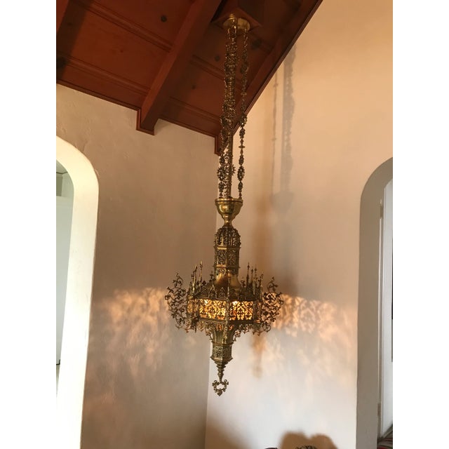 Antique Brass Moorish Church Celiling Chandleier For Sale - Image 12 of 13
