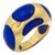 Vintage French Blue Resin 18k Yellow Gold Ring, Size 5.5 For Sale
