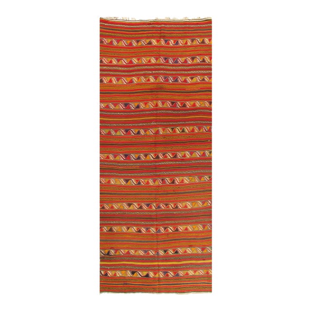 Rust Flat Weave Persian Shiraz Rug 5'4'' X 13' For Sale