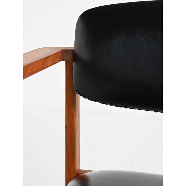 Wood Teak and Leather Chair, Denmark, 1960s For Sale - Image 7 of 8