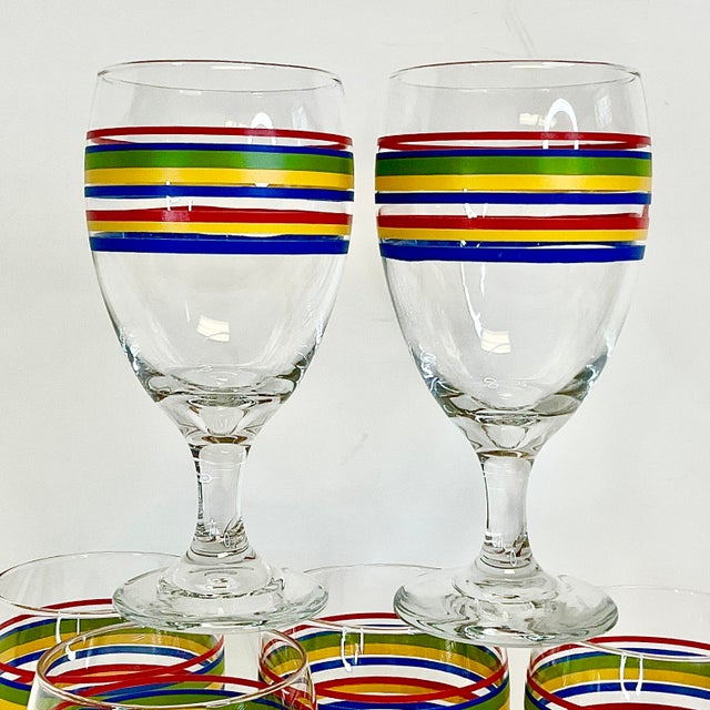 Contemporary 1980s Americana Libbey Fiestaware Rainbow Mambo Goblets - Set of 6. For Sale - Image 3 of 10