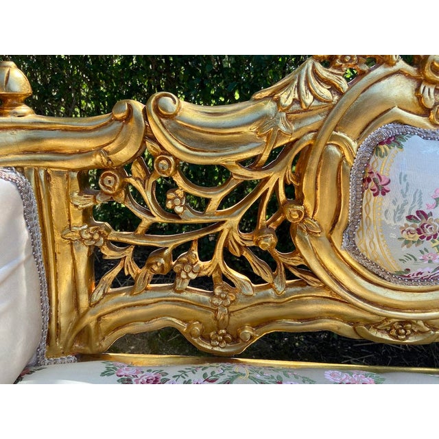 1980s French Louis XVI Gold Beech Mint Settee - 1 Pc For Sale - Image 6 of 11