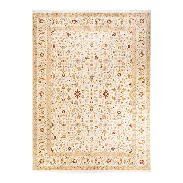 Mogul, One-of-a-Kind Hand-Knotted Area Rug in Ivory, 9' 1" x 12' 1" For Sale