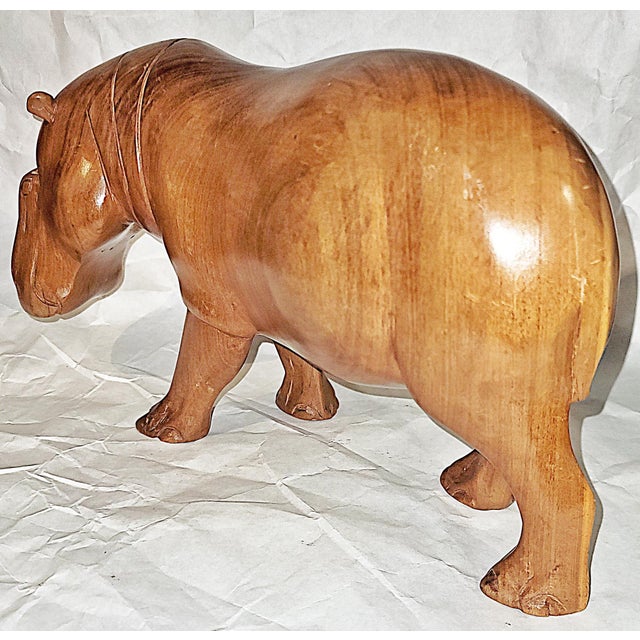1970s 1970s Solid Carved Teak Hippopotamus Figurine For Sale - Image 5 of 6
