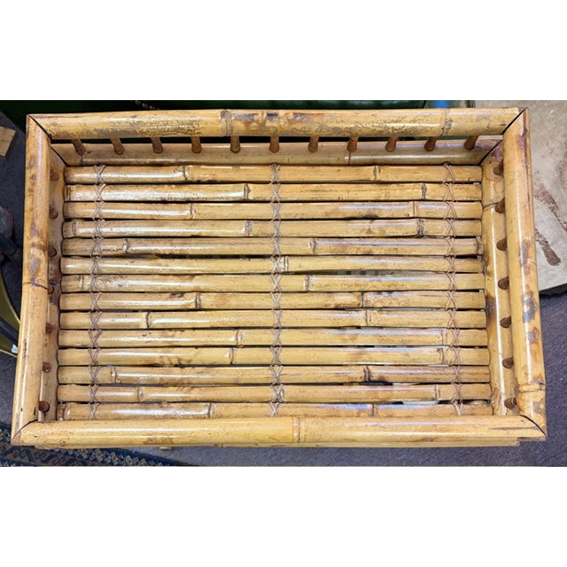 Mid Century Folding Bamboo and Rattan Tray Table For Sale - Image 4 of 6