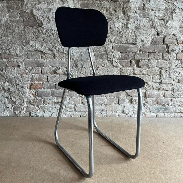 Pre War Typing Chair in Black Fabric by W.H. Gispen for Gispen For Sale - Image 9 of 12