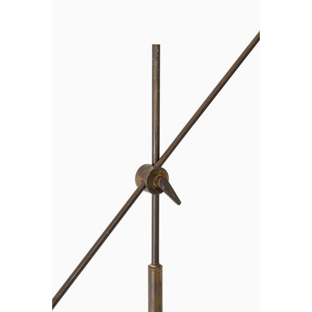 Danish Modern Floor Lamp in Brass and Lacquer attributed to Thomas Valentiner, 1960s For Sale - Image 3 of 11