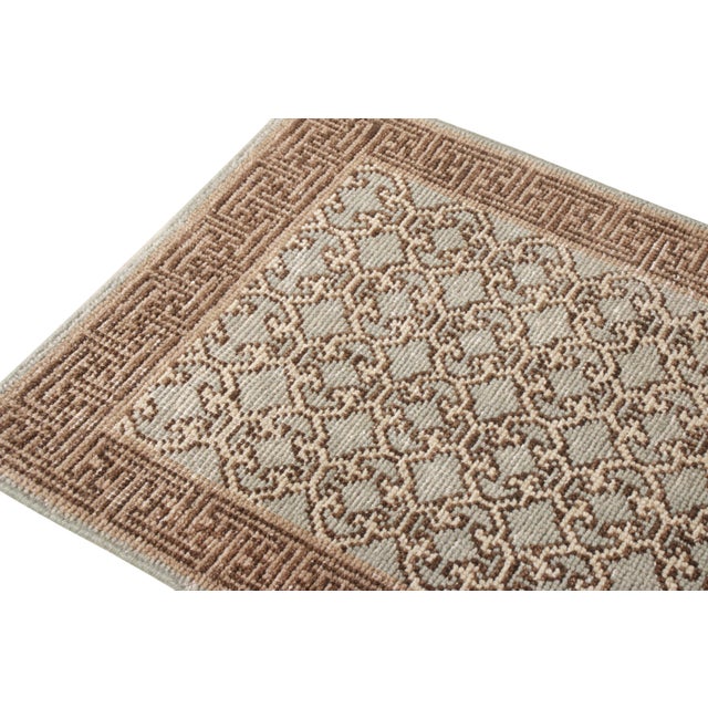2010s Rug & Kilim’s Khotan Style Rug in Distressed Blue, Beige-Brown Trellis Pattern For Sale - Image 5 of 6