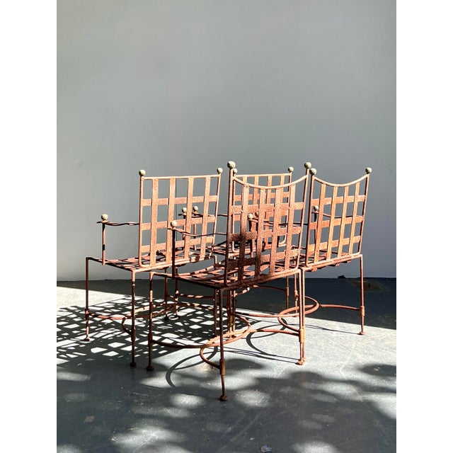 Vintage Boho Distressed Maurizio Tempestini for Salterini “Amalfi” Outdoor Dining Chairs - Set of 4 For Sale In West Palm - Image 6 of 12