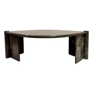 Vintage Sculptural Eye Shaped Coffee Table in Fossil Marble, 1980s For Sale