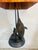 Metal Vintage Bronze Swordfish Lamp With Rattan Shade For Sale - Image 7 of 8