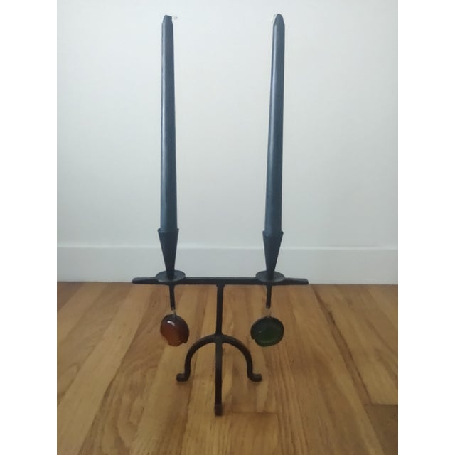 1950s Gunnar Ander for Ystad Metall Wrought Iron Candle Holder For Sale - Image 9 of 9