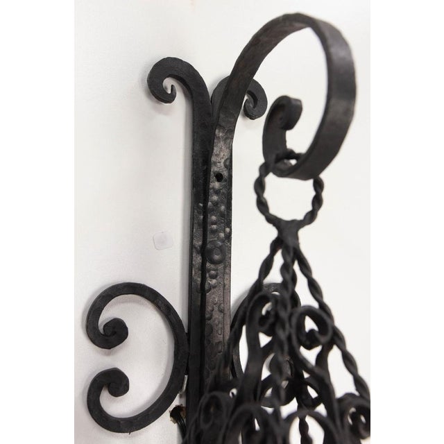 French Sconces in Wrought Iron and Opalin Glass, 1960, Set of 2 For Sale - Image 14 of 18