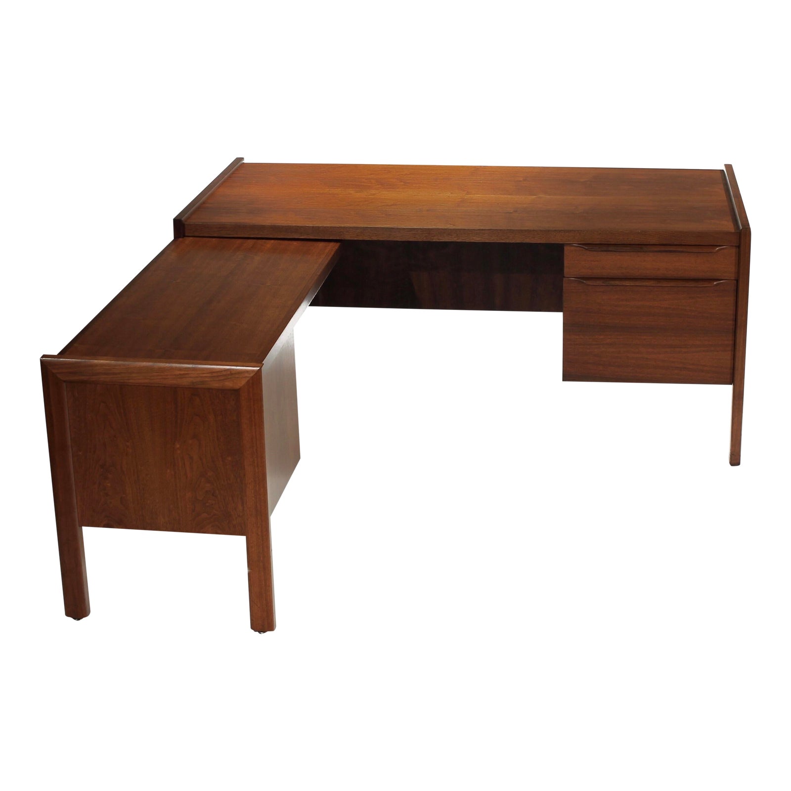 1960s MidCentury Modern Walnut Executive LShape Desk With Return Chairish