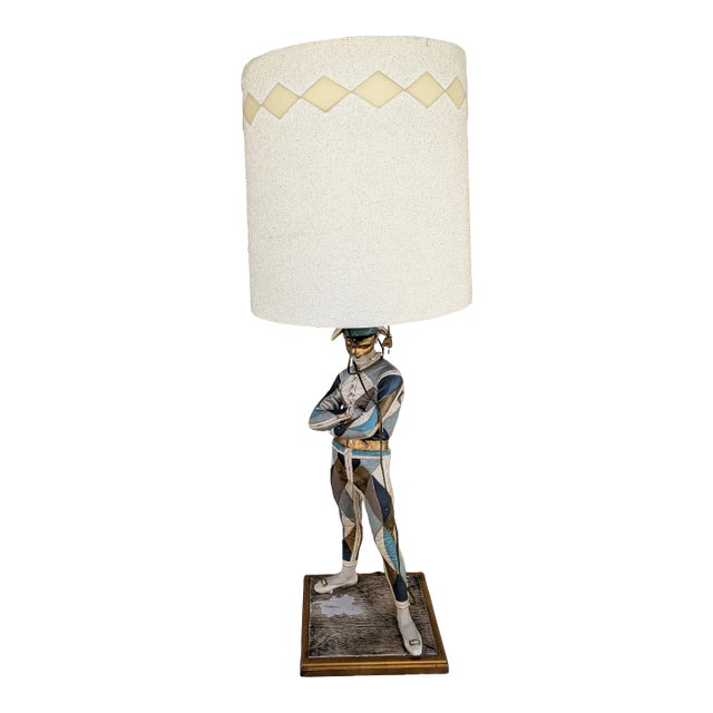 Jester Harlequin St Marceaux Plaster Lamp, 1960s For Sale