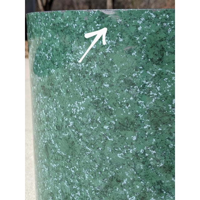 Plastic Vintage Postmodern Green Faux Malachite Modern Planter For Sale - Image 7 of 8