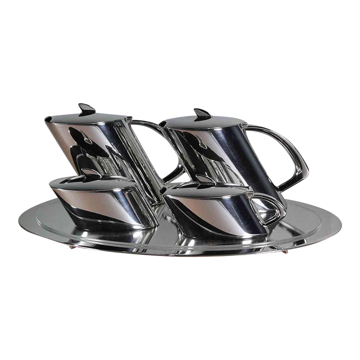 Silver Tea & Coffee Set & Tray 5 Piece Quintessence Contemporary