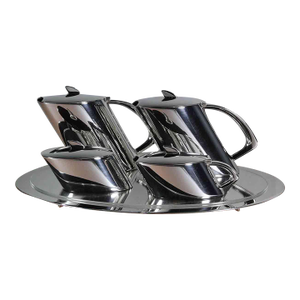 Silver Tea & Coffee Set & Tray 5 Piece Quintessence Contemporary by Christoph Widmann