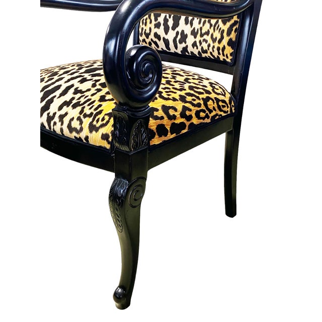 Vintage French Style Lacquer Wood Chair W/ Animal Print Fabric For Sale - Image 4 of 10