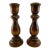 Vintage Mid Century Turned Walnut Wood Candlesticks - A Pair For Sale