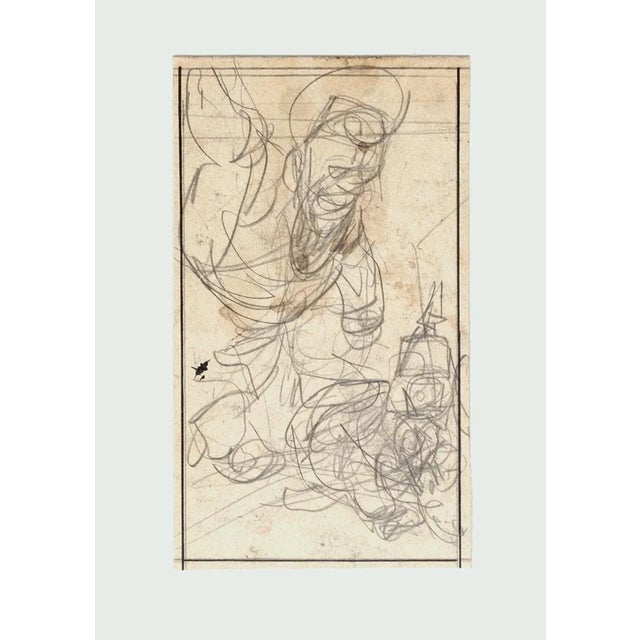 Image dimensions: 15 x 8.5 cm. Figure is an original drawing in pencil realized by Gabriele Galantara, the state of...