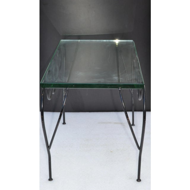 René Prou Iconic Black Iron & Glass French Side, End Table Mid-Century Modern For Sale - Image 10 of 13