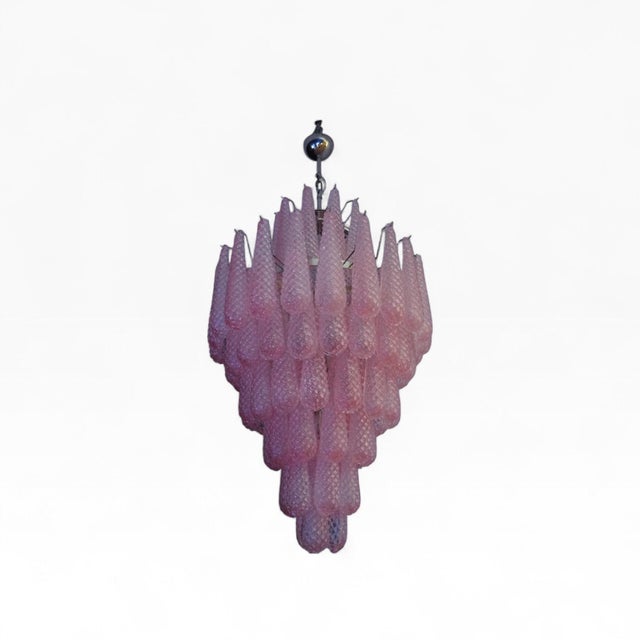 Murano Glass Chandelier with Pink Teardrop from Justfurnituress SRL For Sale - Image 6 of 14