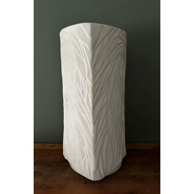 Vintage Naaman White Porcelain Triangular Modern Vase For Sale - Image 12 of 12