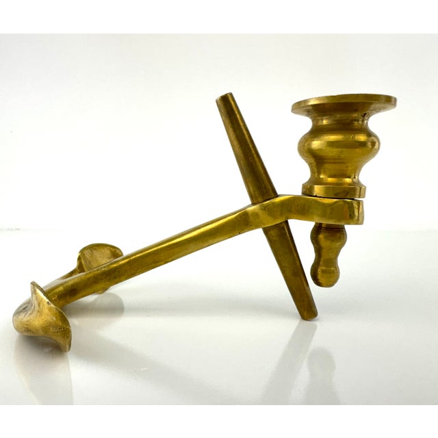Nautical Mid 20th Century Solid Brass Nautical Anchor Candlestick Holder For Sale - Image 3 of 9