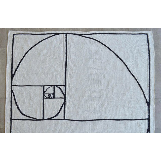 Textile Fibonacci - Golden Ratio Themed Silk Hand Woven Area Rug Kilim Wall Rug 4′11″ × 6′7″ For Sale - Image 7 of 11