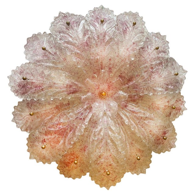 Pink Blossom Ceiling Light in Murano Glass, 1980s For Sale - Image 3 of 11