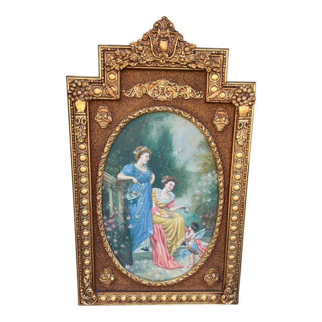 1960s Oil Painting on Canvas Gold Leaf Framed in Gold Leaf For Sale