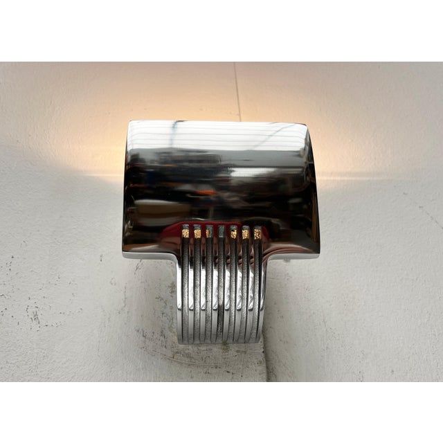 Silver Vintage Postmodern Spanish Model Arqui Pe Aluminum Sconces by O. & S. Devesa for Metalarte, 1990s, Set of 2 For Sale - Image 8 of 18