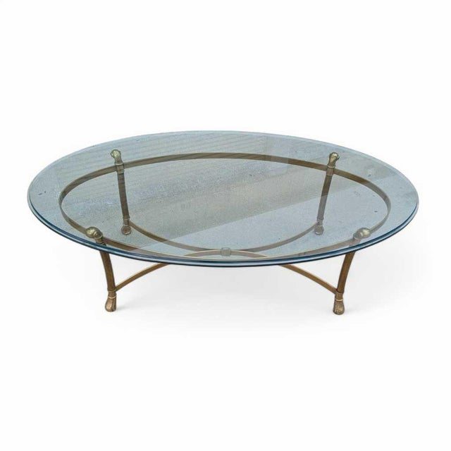 Late 20th Century Attributed LaBarge Glass Top Brass Coffee Table For Sale - Image 14 of 18