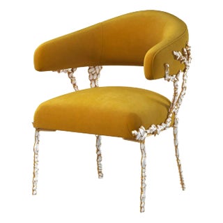 Modern Chair in Gold Velvet For Sale