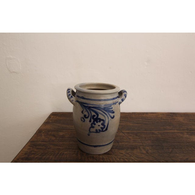Blue German Folk Art Grey and Cobalt Blue Stoneware Jar, 1890s For Sale - Image 8 of 12