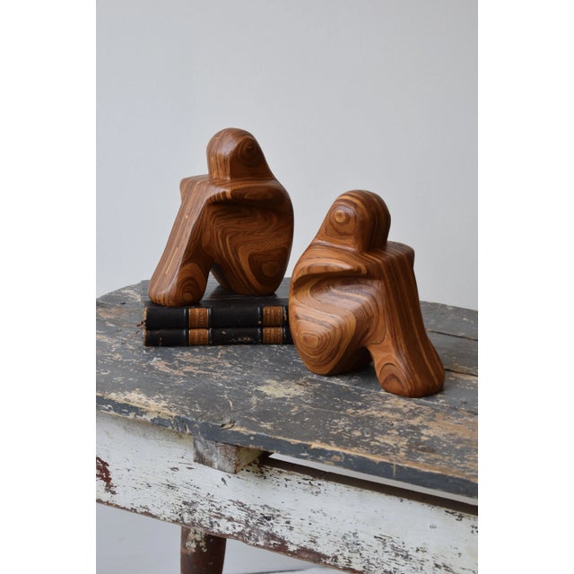 Robert Hargrave Vintage Laminated Wood Figural Bookends by Robert Hargrave, Circa 1970s-80s For Sale - Image 4 of 16