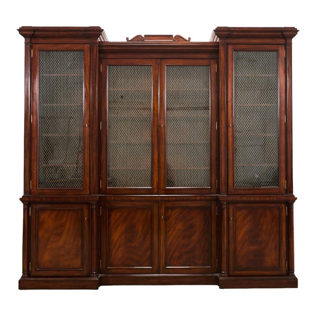 Ralph Lauren Noble Estate Mahogany Breakfront Bookcase Cabinet For Sale