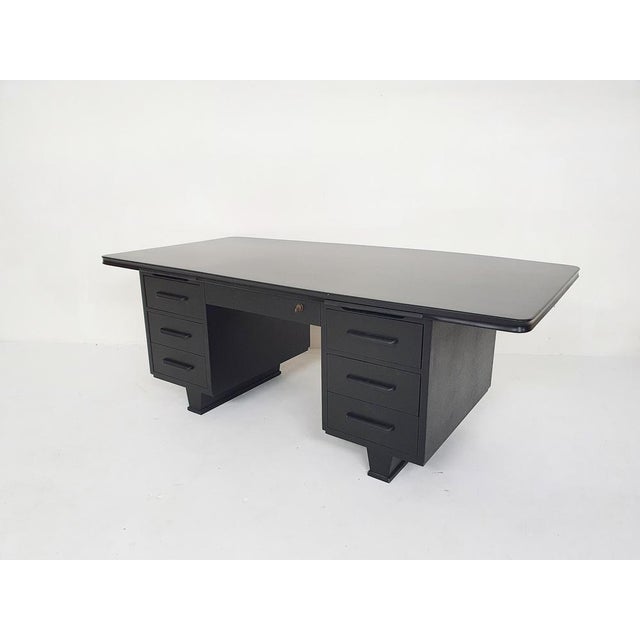 Large Black Wooden Executive Desk, 1960s For Sale - Image 3 of 18
