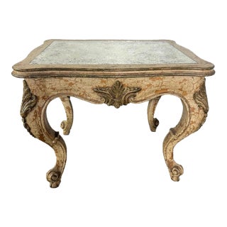 Antique Continental Giltwood Coffee Table With Original Foxed Mirror For Sale