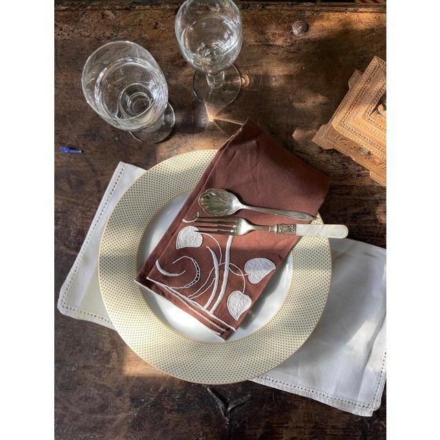 Green Set of Four (4) Godinger Pea Green and Gold Lattice 10.75” Plates For Sale - Image 8 of 10