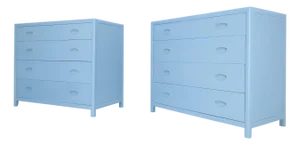 Pair Michael Taylor For Baker Light Grey Blue 4 Drawer Dressers Bachelor Chests