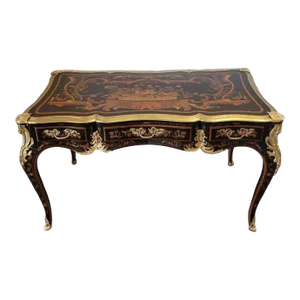 Fine French Louis Xv Style Gilt Bronze Marquetry Writing Desk After Jacques Dubois