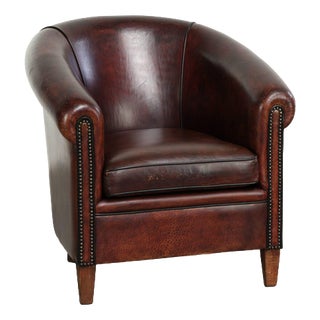 Vintage Sheepskin Club Armchair For Sale