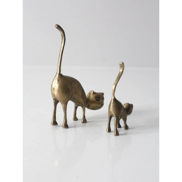 Mid-Century Modern Mid Century Brass Cats Pair For Sale - Image 3 of 9