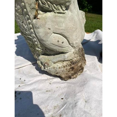 1990s Vintage Armorial Concrete Lion Statues a Pair For Sale - Image 5 of 10