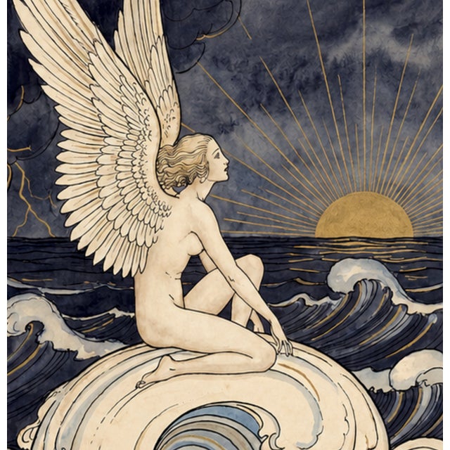 Atelier Aria Lumae Art Nouveau Symbolist Ethereal Figures Original Hybrid Fine Art Gallery Board Diptych Set For Sale - Image 4 of 14