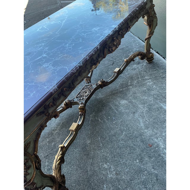 Wood Vintage 19th Century Rococo Parcel Gilt Wood Console Table For Sale - Image 7 of 12