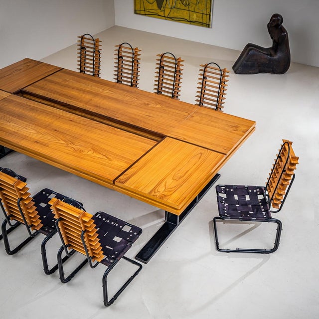 Conference Table with Chairs, Rome, 1960s, Set of 11 For Sale - Image 10 of 18