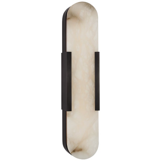 Kelly Wearstler for Visual Comfort Signature Melange 20" Elongated Sconce in Bronze with Alabaster For Sale